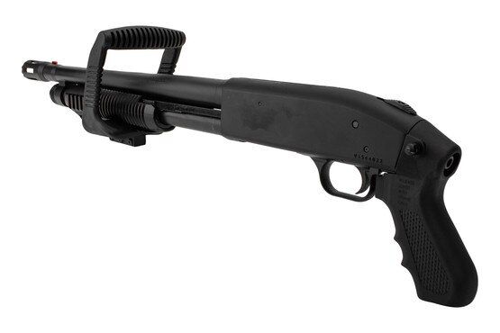 590 Chainsaw shotgun features a thumb safety and pistol grip